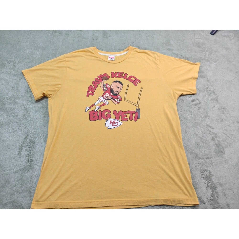 Homage Travis Kelce Big Yeti T-Shirt Mens XXL Kansas City Chiefs Gold Tri-Blend